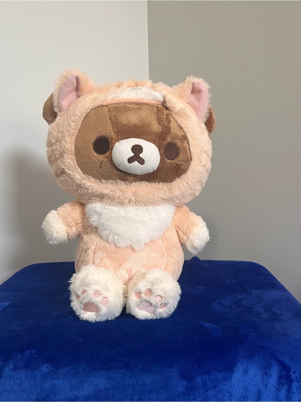 Plush Bear in Peach Costume Soft Cuddly Toy